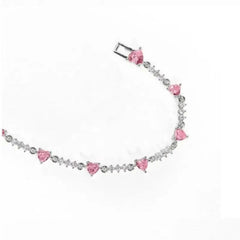 New Fashion Y2K Exquisite Sweet Pink Zircon Bowknot Love Heart Chain Bracelet For Women Girls Party Birthday Jewelry Gift