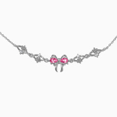 New Fashion Y2K Exquisite Sweet Pink Zircon Bowknot Love Heart Chain Bracelet For Women Girls Party Birthday Jewelry Gift