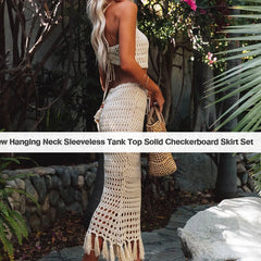 Summer Knit Long Skirt Women Holiday Party Beach Lace-Up Skirt Dropped Waist Tassel Bodycon Maxi Skirt Bohemian skirt