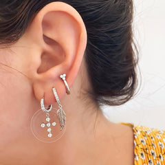 925 Sterling Silver Ear Needle Fashion Hoop Earrings White Crystal Luxury Women's Silver Earrings Wedding Women's Jewelry Gift