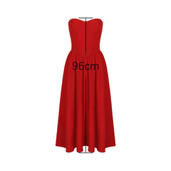 Suninheart Women’s Red Strapless Midi Dress – Casual, Holiday & Party Wear