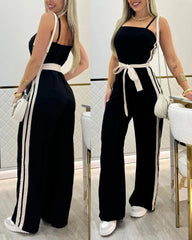 Jumpsuit Women Elegance 2025 Plain Glitter Cold Shoulder Long Sleeve Contrast Lace Corset Skinny Jumpsuit