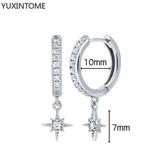 925 Sterling Silver Ear Needle Fashion Hoop Earrings White Crystal Luxury Women's Silver Earrings Wedding Women's Jewelry Gift