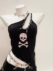 Cross Tank Tops y2k clothes y2k crop top gothic clothes top top Skull top  Gothic  Tank Tops Punk Tank Tops