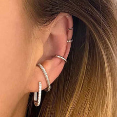 925 Sterling Silver Ear Needle Fashion Hoop Earrings White Crystal Luxury Women's Silver Earrings Wedding Women's Jewelry Gift