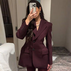 Casual Solid Women Blazer Urban Lapel Long Sleeve Button Pocket Female Streetwear 2025 Spring Autumn Elegant Lady Outwear