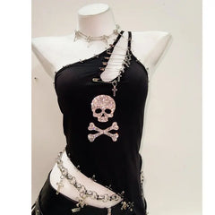 Cross Tank Tops y2k clothes y2k crop top gothic clothes top top Skull top  Gothic  Tank Tops Punk Tank Tops