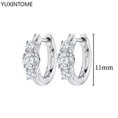 925 Sterling Silver Ear Needle Fashion Hoop Earrings White Crystal Luxury Women's Silver Earrings Wedding Women's Jewelry Gift