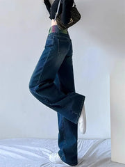 Chi Baggy High Waist Straight Jeans Women Streetwear Vintage Wide Leg Denim Pants Spring Fall Korean Casual New Kot Pantolon