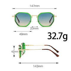 2025 New in Vintage Sunglasses for Women Modern Fashionable Octagonal Glasses with Black Lenses Golden Edging Sun Glasses