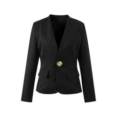 Casual Solid Women Blazer Urban Lapel Long Sleeve Button Pocket Female Streetwear 2025 Spring Autumn Elegant Lady Outwear