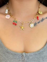 Evil Eye Charms Necklace for Women Cute Heart Gold Color Boho Collars Sun Moon Chili Pendant High Quality Party Jewelry