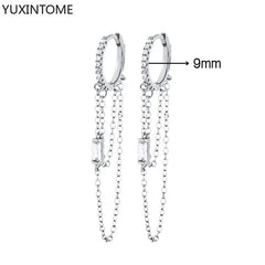 925 Sterling Silver Ear Needle Fashion Hoop Earrings White Crystal Luxury Women's Silver Earrings Wedding Women's Jewelry Gift