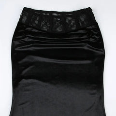 Goth Dark Elegant Mall Gothic Velvet Trumpet Skirts Partywear Lace Patchwork Long Skirt Ladies Evening Black Slim Cloth