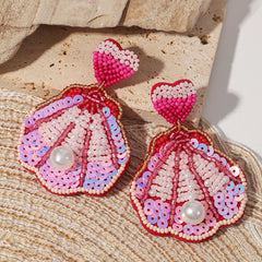 AENSOA Bohemian Starfish Lobster Conch Seed Bead Drop Earrings for Women Handmade Ocean Animal Earrings Summer Beach Jewelry