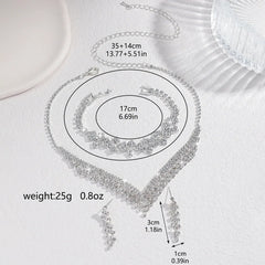 3pcs Bridal Jewelry Set Silver Plated Rhinestone Fold Clutch Bracelet Tassel Earrings Wedding Jewelry Gift Trendy Style