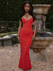 Mozision Strapless Off-shoulder Maxi Dress For Women Gown Fashion Elegant With Fishbone Bodycon Night Club Party Dress