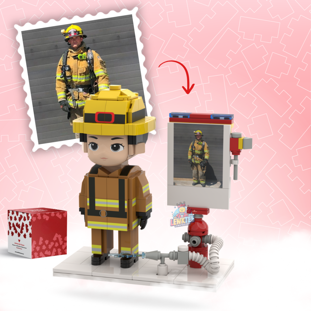 FireGuardian Brick  - Full-Body Custom Brick Figure – Personalized 1 Person Sport with Frame, Small Particle Block Toy Perfect Gift for Him